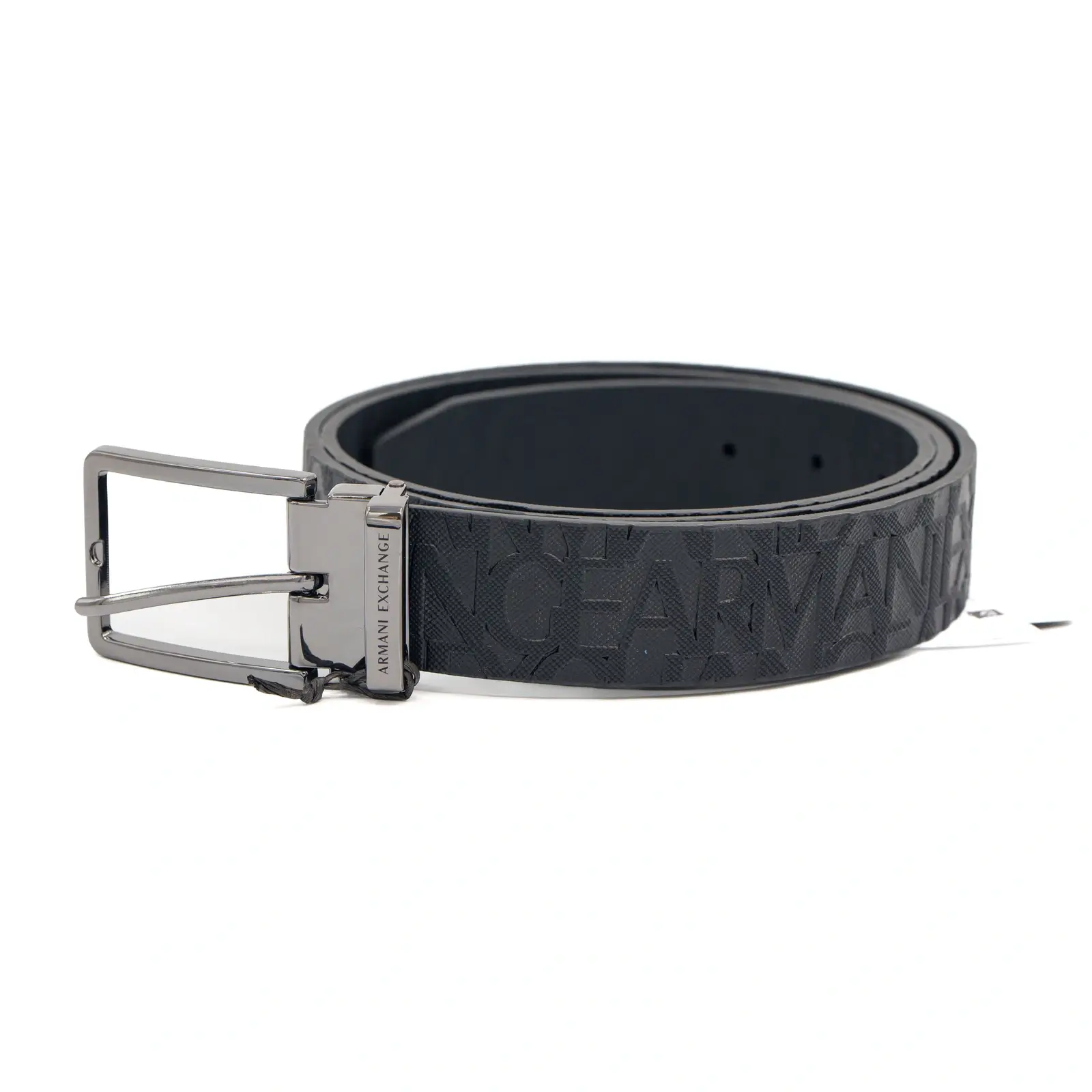 Armani Exchange Logo Embossed Leather Belt Adjustable Size