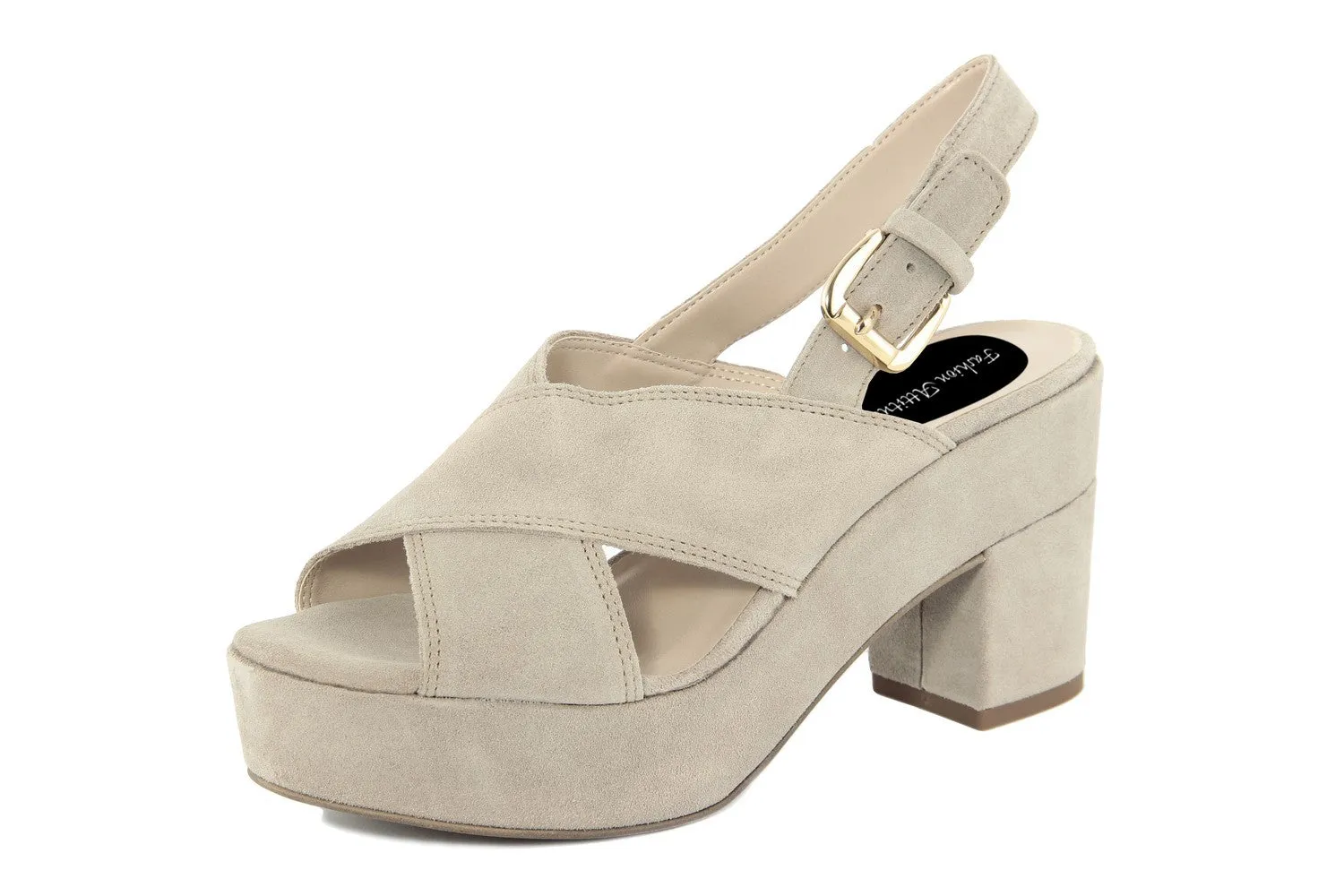 Beige Leather Women's High Heel Sandals