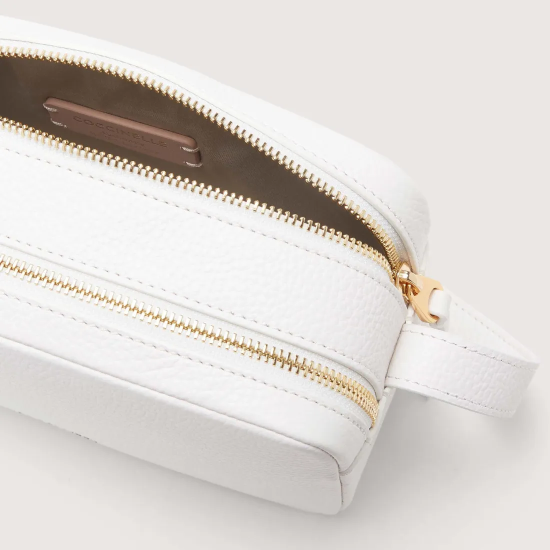 White Small Leather Coccinelle Gleen Camera Bag