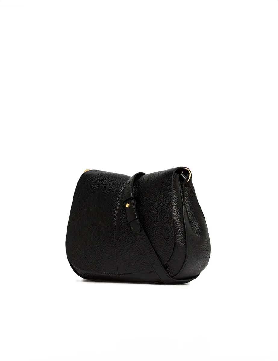 Helena Round Black Leather Bag