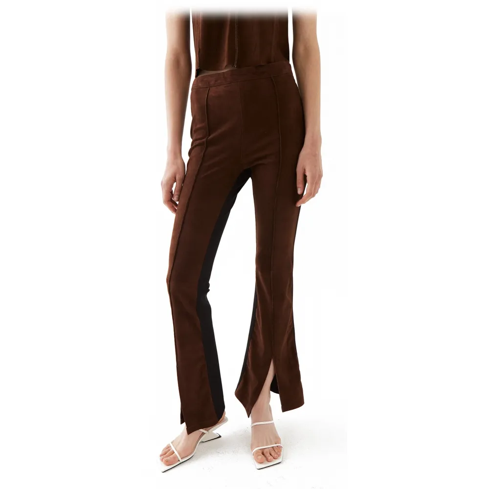Buenos Aires Leggins in Brown Suede Goat Leather - Handmade Artisan Pants - High-Quality Luxury Leather