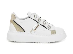 CafèNoir women's leather lace-up sneakers.