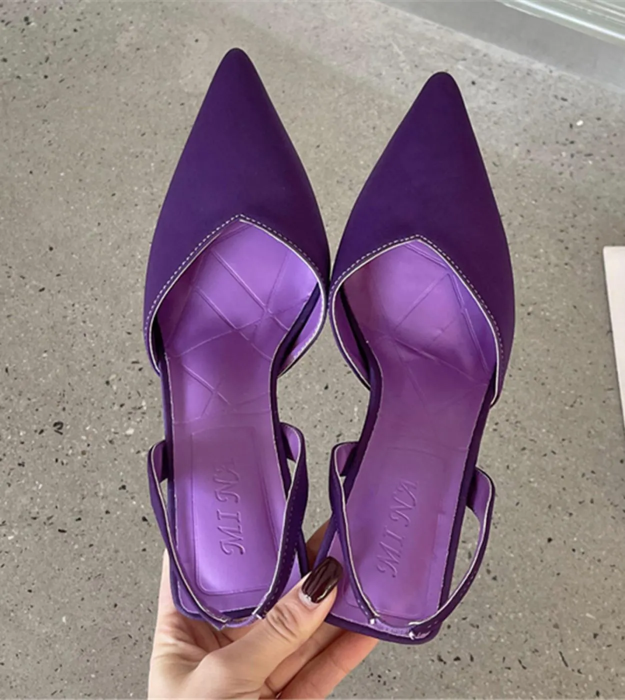 Elegant Purple Lady Silk Wedding Heels Sandals - High Heels 9cm Stiletto Rose Red Slingback Estate Replica