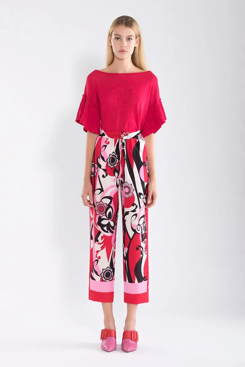 Geometric Floral Print Regular Fit Pants