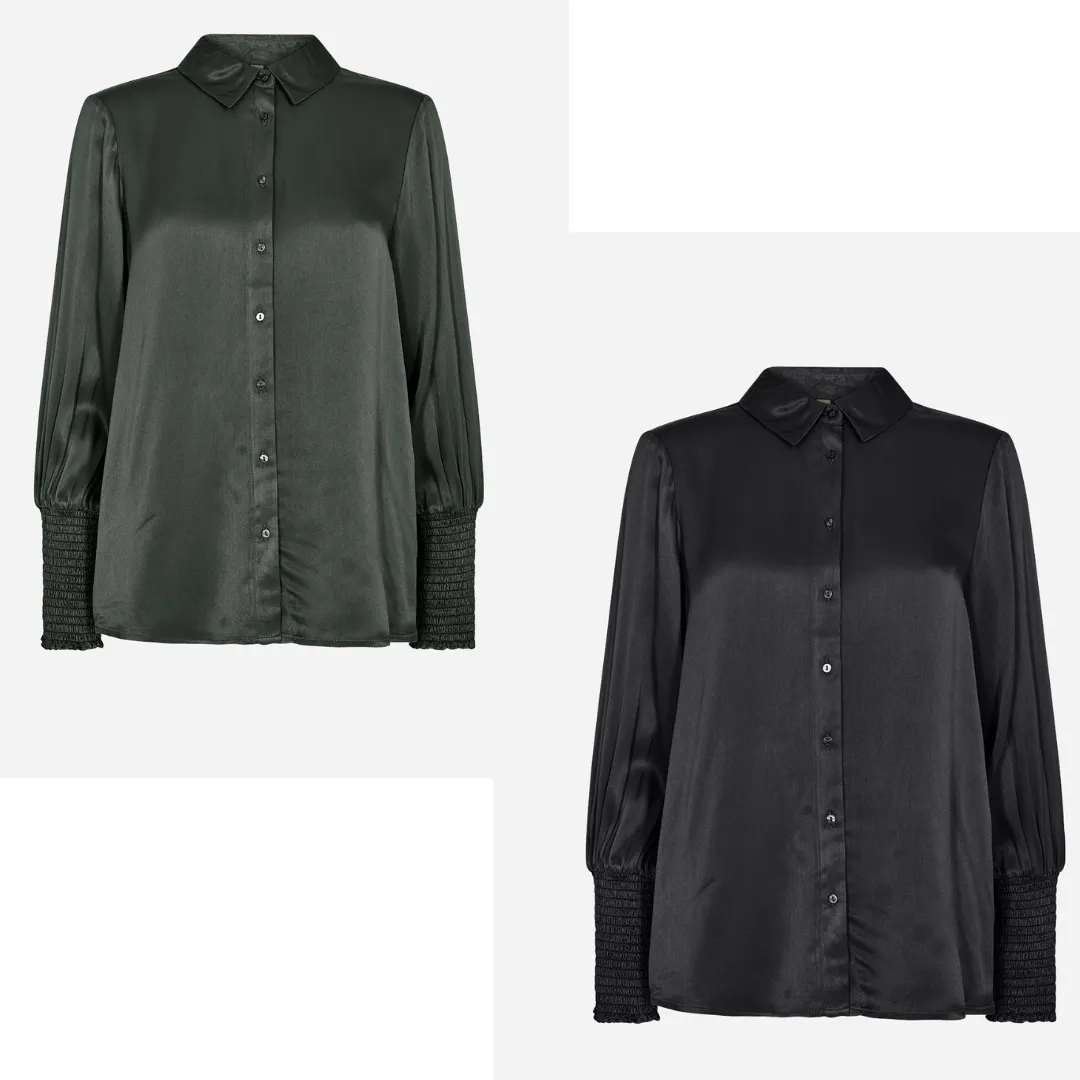 Green and black silk/viscose shirt.