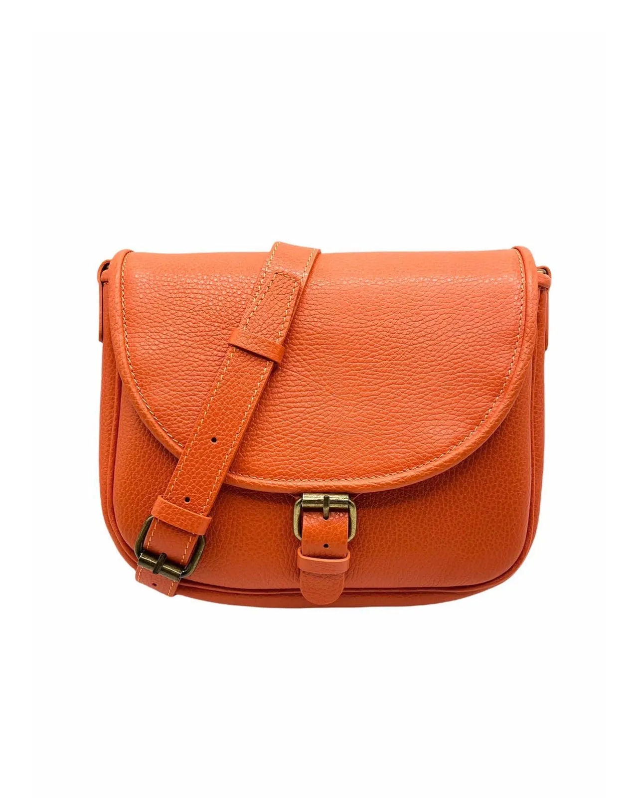 Hammered Orange Leather Bag Medium Size