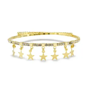 JJ/BR35 Bracciale rigido placcato oro giallo con stelle pendenti    
