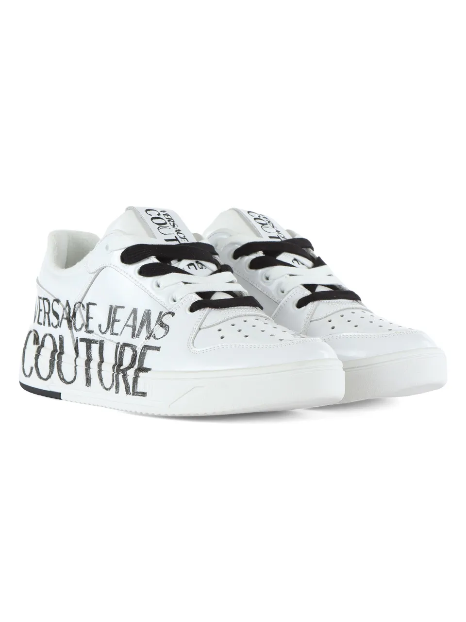 Leather and eco-leather sneakers with logo script on the side.