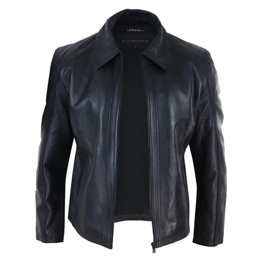 Men's Classic Elegant Soft Napa Leather Zip Jacket