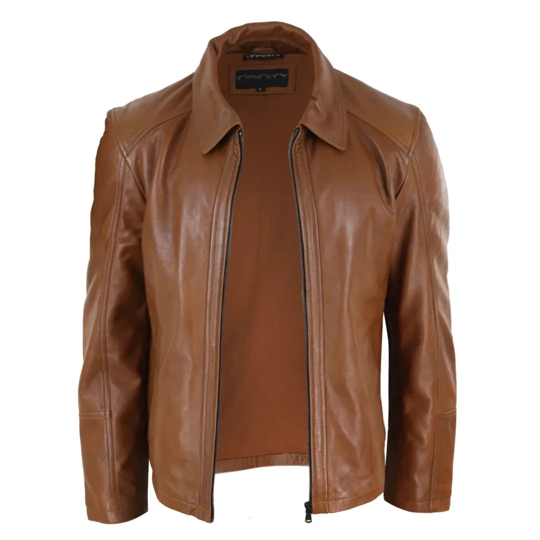 Men's Classic Elegant Soft Napa Leather Zip Jacket
