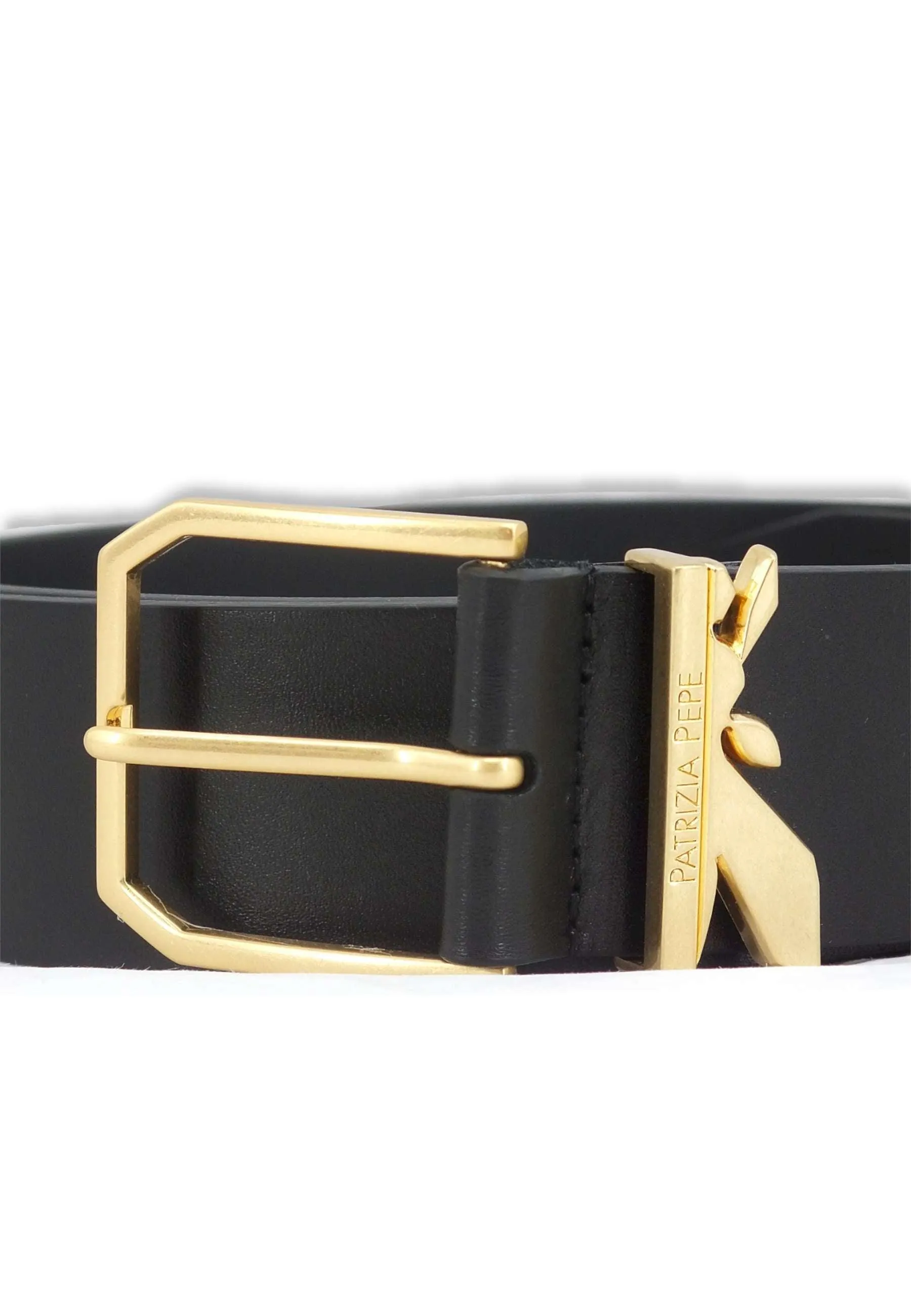 Patrizia Pepe Women's Belt Black Gold Logo 8W0008-L011