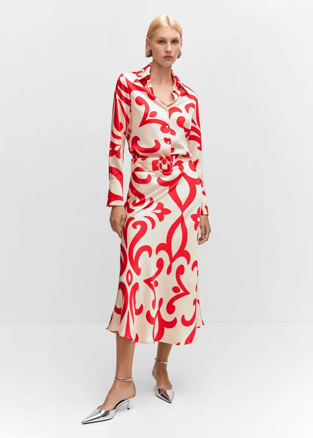 Printed satin shirt