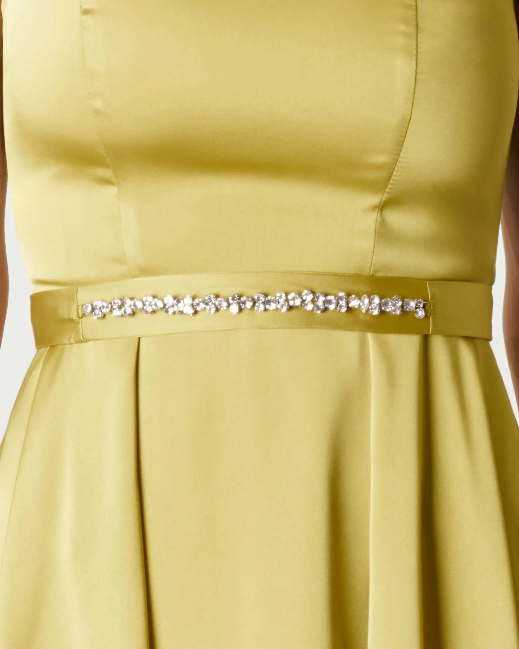 Satin lime waist belt with jewel stones.