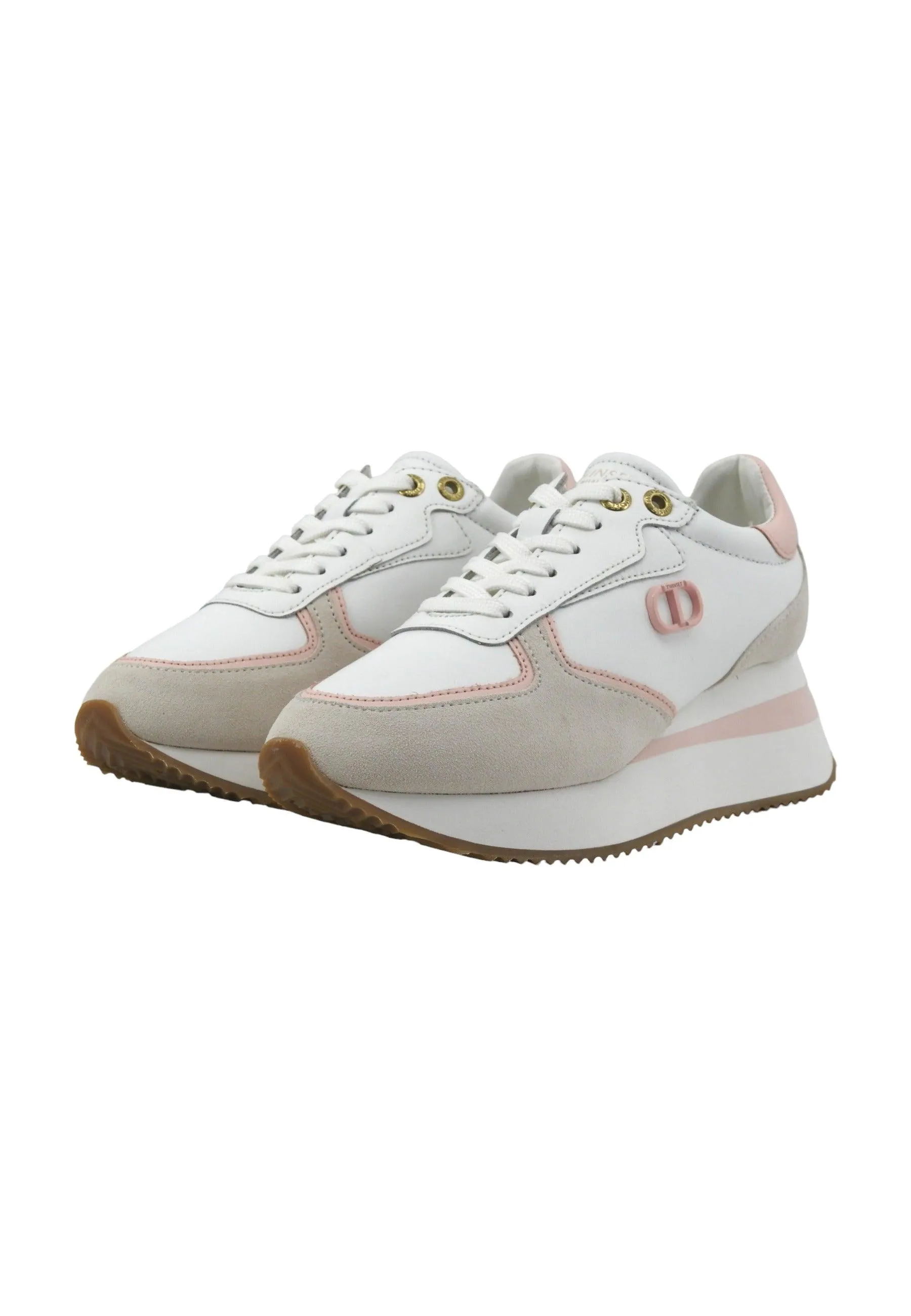 TWINSET White Platform Sneaker Cupcake Pink 241TC080